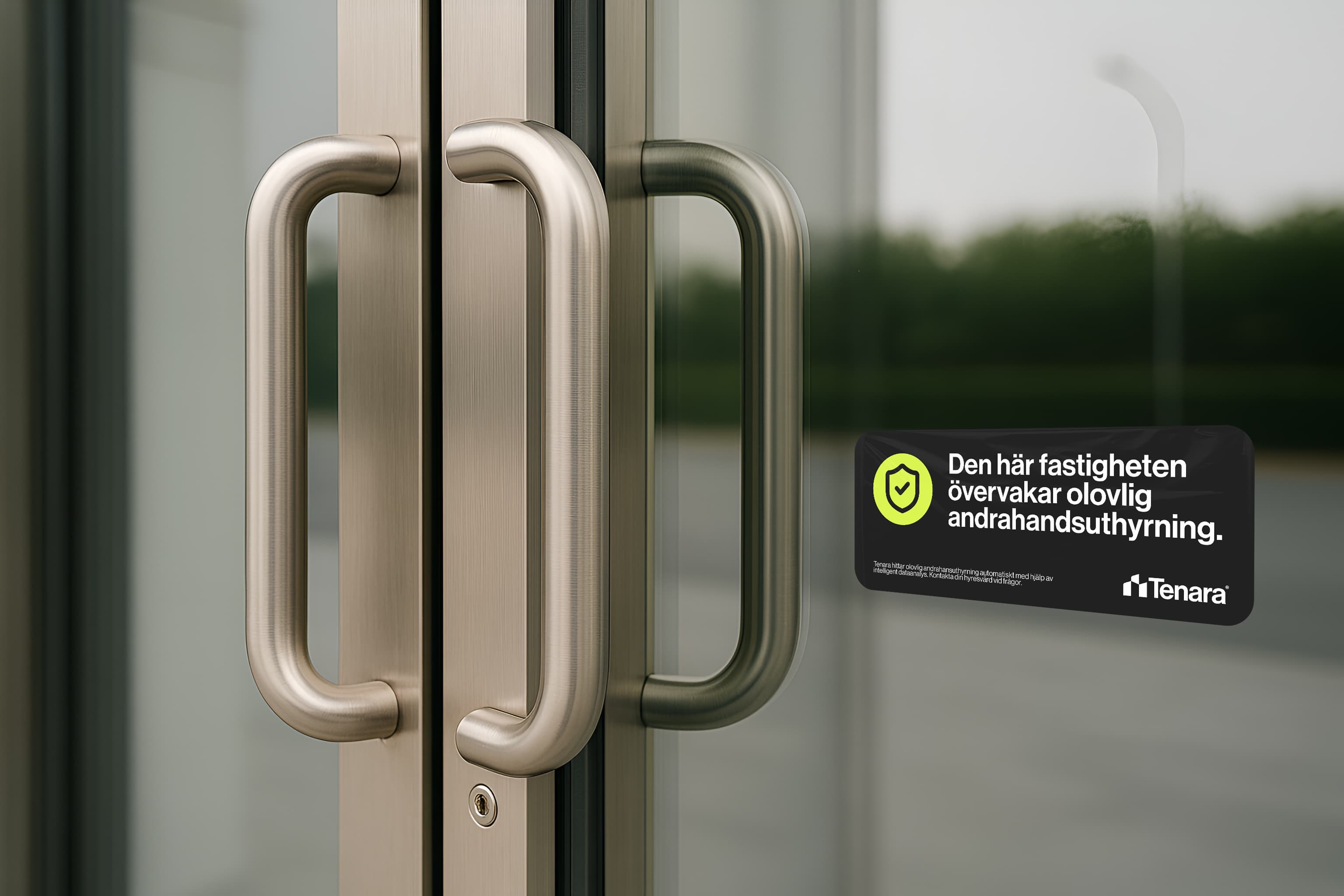 Tenara sticker on a glass door